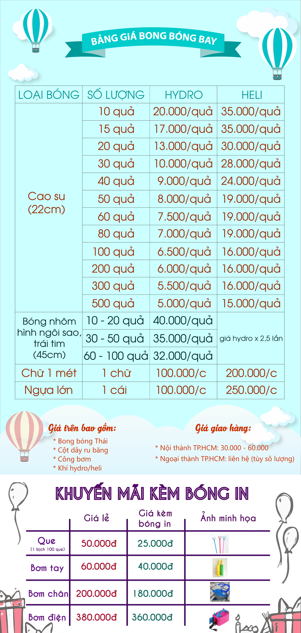 Báo giá bong bóng bay khí hidro