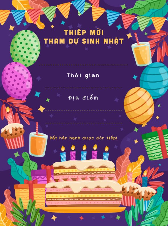 Mẫu thiệp mời sinh nhật online người lớn lịch sự, thu hút 2023