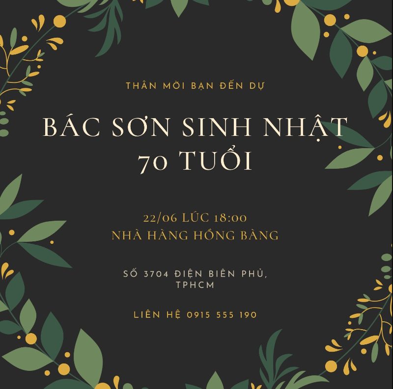 Mẫu thiệp mời sinh nhật online người lớn lịch sự, thu hút 2023