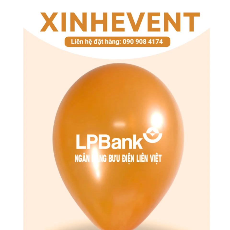 Mẫu bong bóng in logo LPBank · Bóng cam. Biểu trưng và dòng chữ trắng trên nền bóng cam.